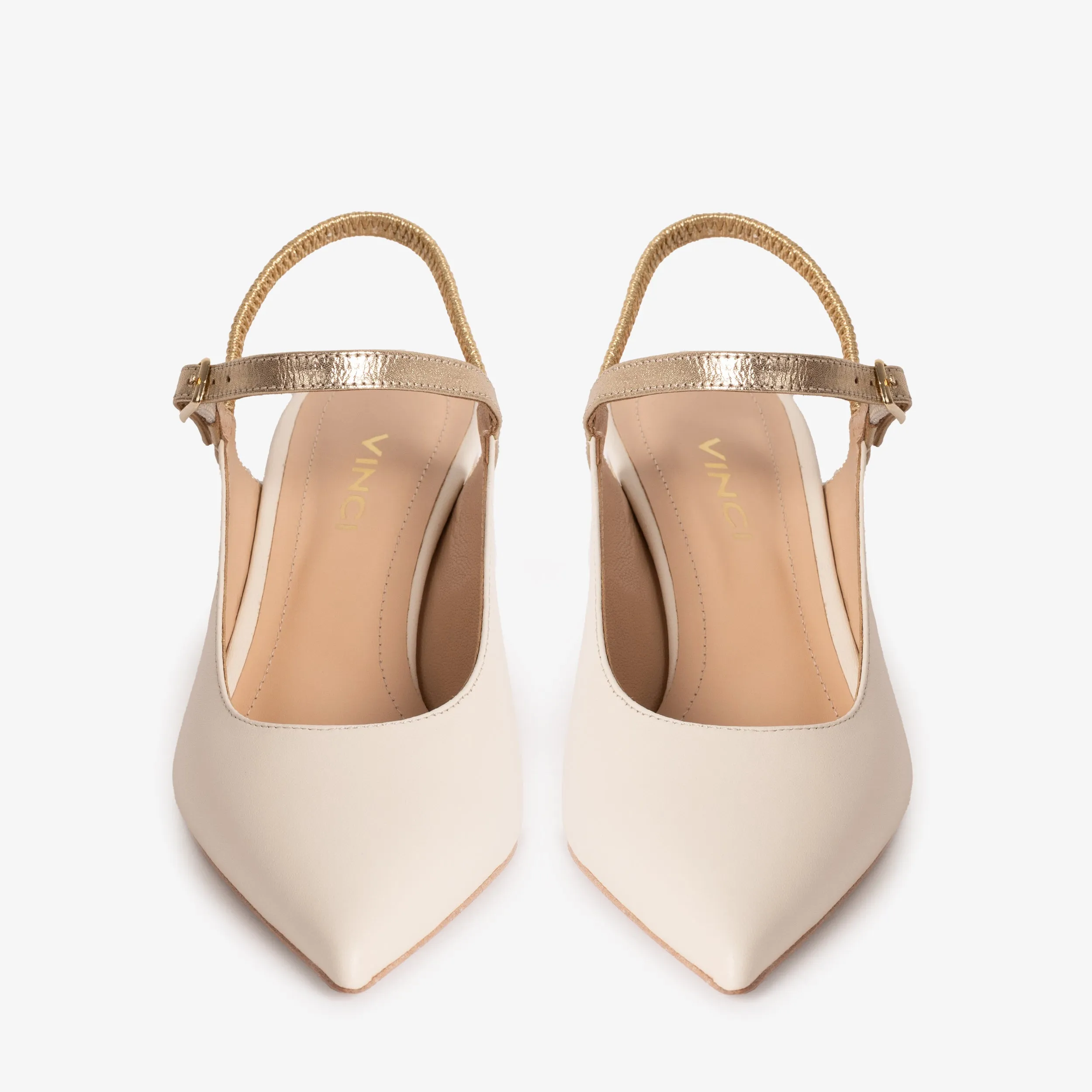 The Pompei Cream Leather Slingback Women Sandal