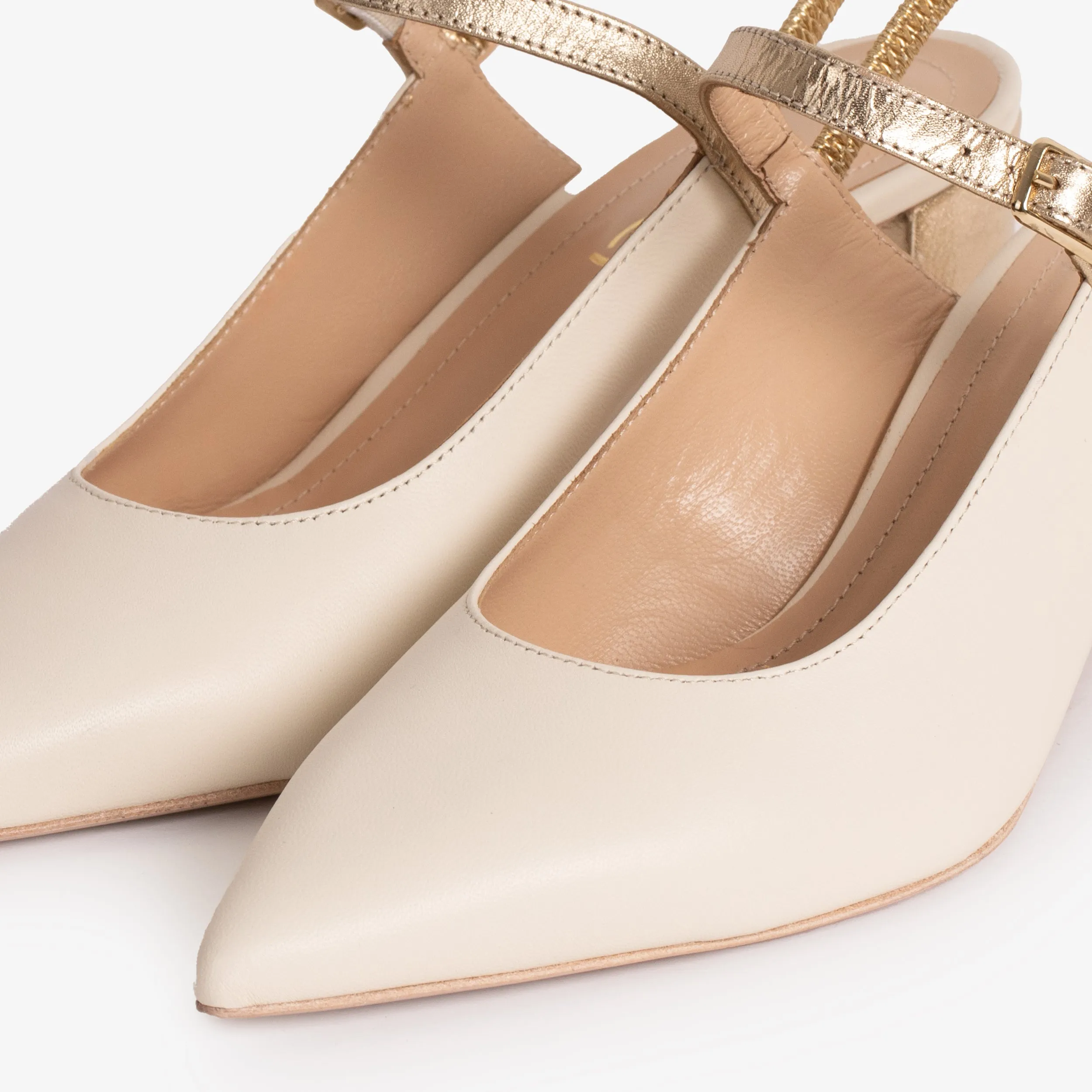 The Pompei Cream Leather Slingback Women Sandal