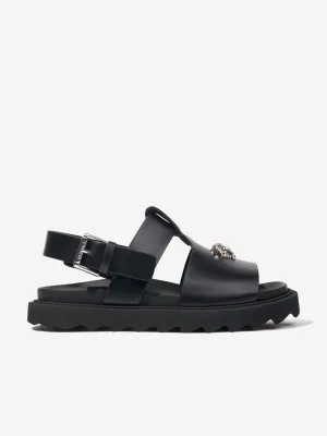 Versace Kids Leather Medusa Sandals in Black