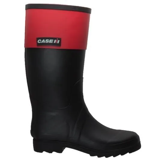 Women's Rubber Rider Boot With Red Cuff Black Leather Boots