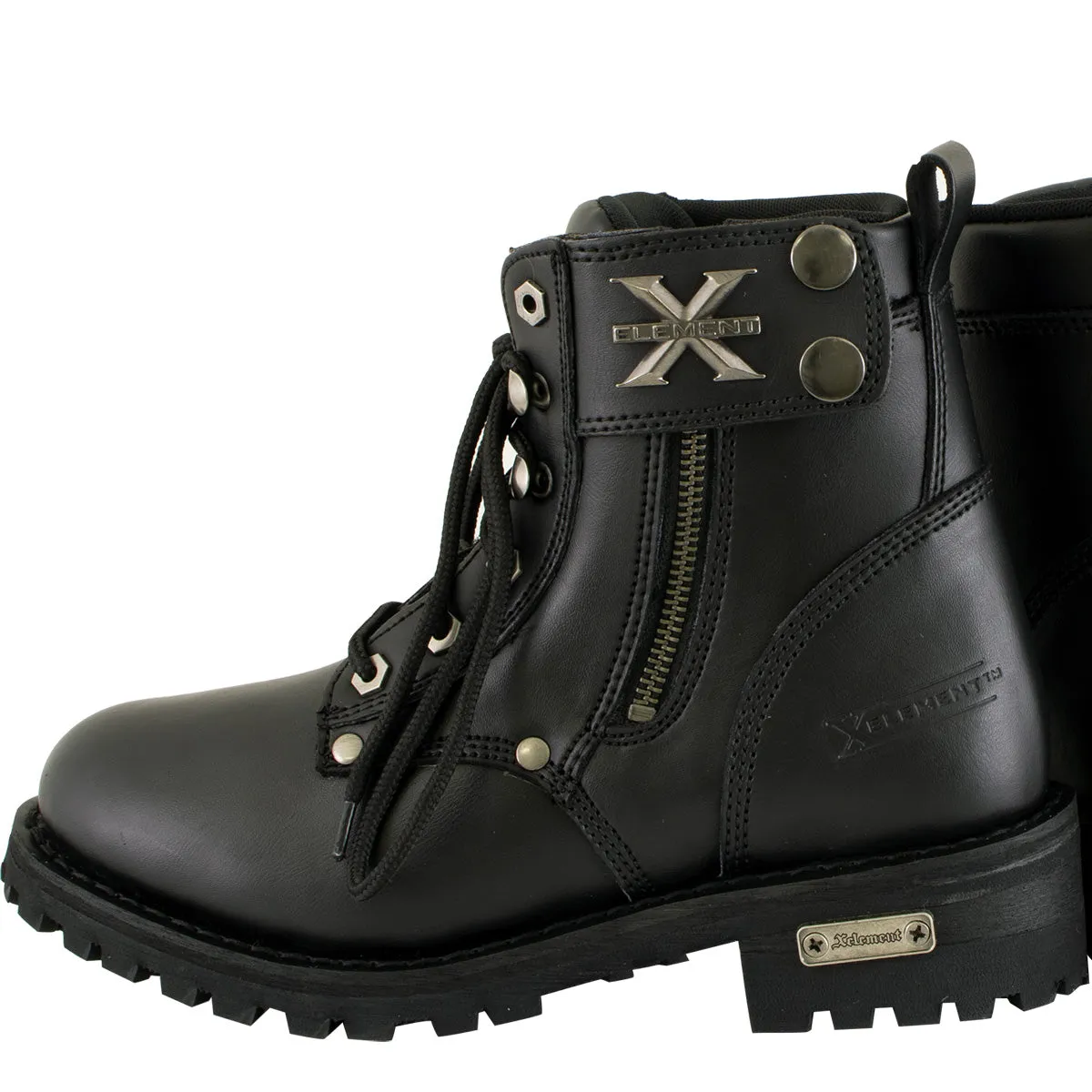 Xelement 2505 Women's Righteous Black Leather Zippered Motorcycle Boots